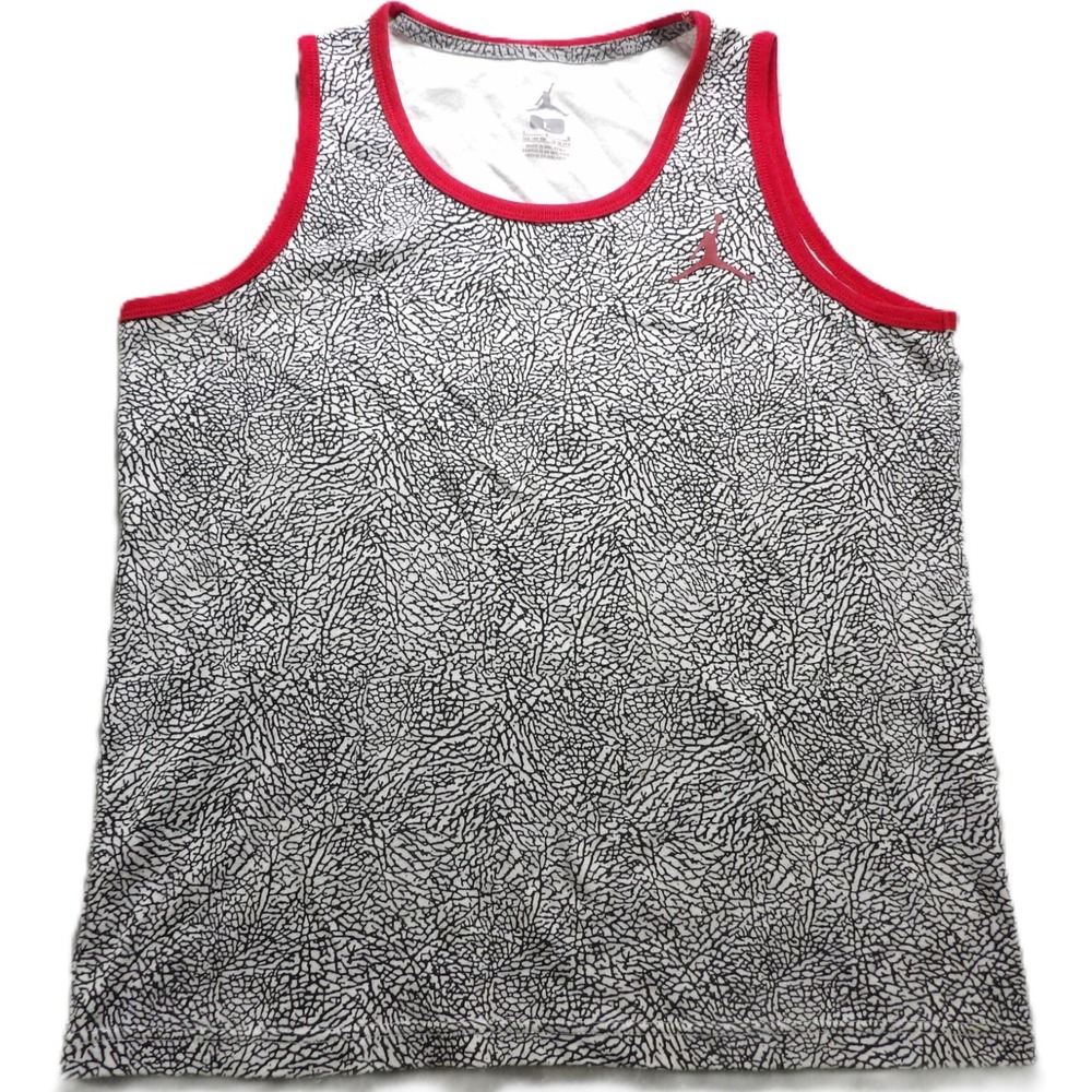 Jordan Elephant Print Tank Top Boys Large 12-13 White Black Athletics Gym Shirt